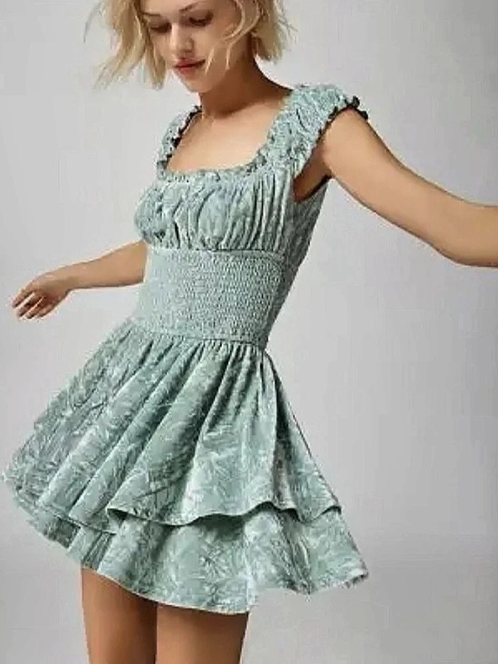 Urban Outfitters Dresses & Skirts - Urban Outfitters Smocked Mini romper in Green Size Large